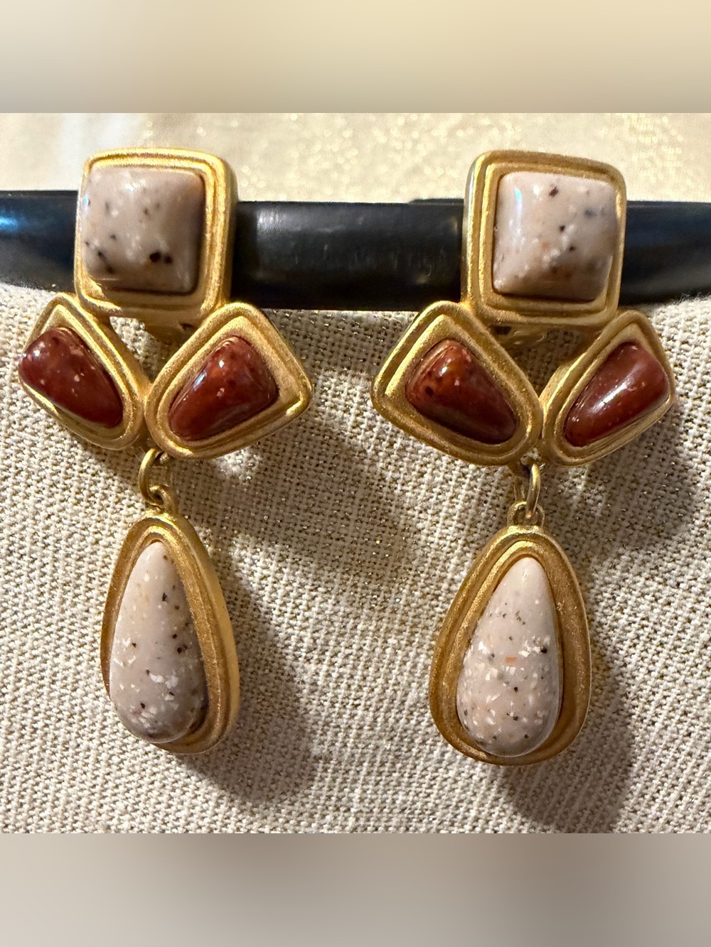 “Desert Sands” statement clip-on earrings by Avon